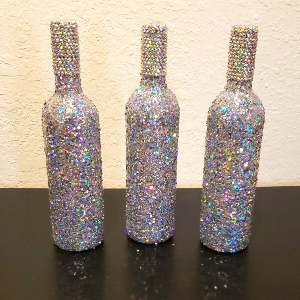Sparkling Silver Decorative Bottles
